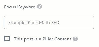 An animation showing the blog post keyword being entered into RankMath SEO focus keyword.