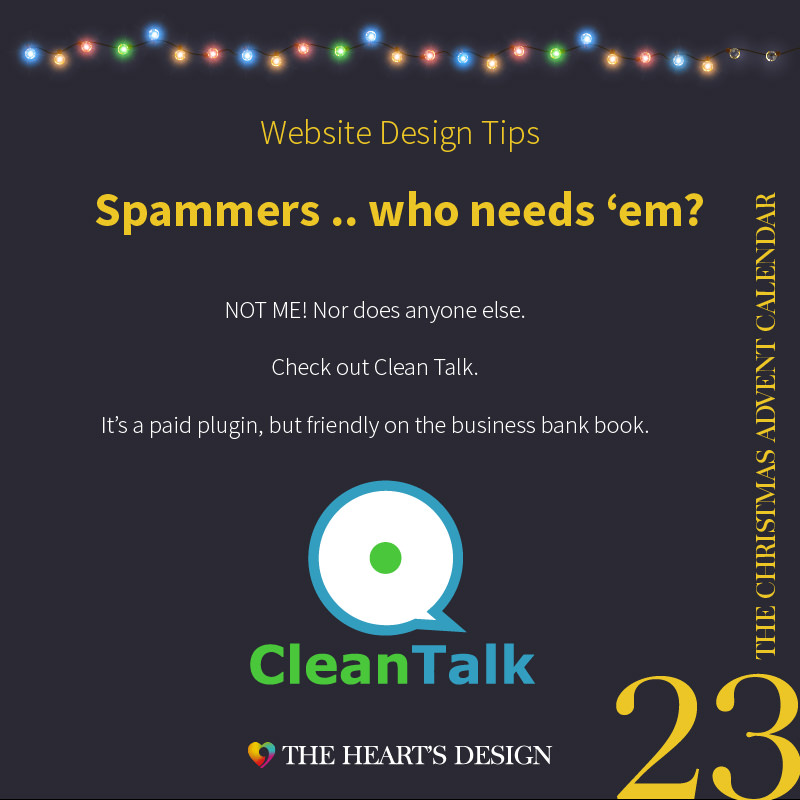 Website design tips, we all hate spam comments and email. So to protect your website from bots and spammers, use Clean Talk.